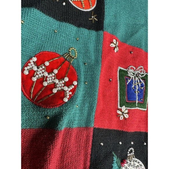 Ugly Christmas Sweater Cardigan Sz XL Vintage Beaded Y2K‎ - Picture 4 of 10